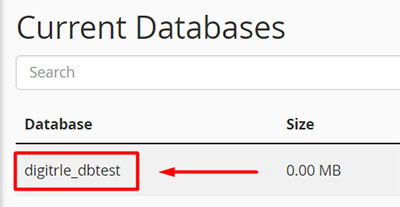 cpanel create database