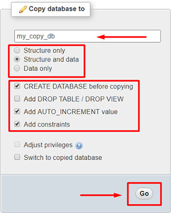 cpanel copy database