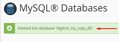 cpanel delete database
