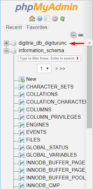 cpanel search database