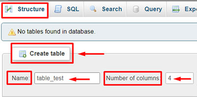 cpanel add table